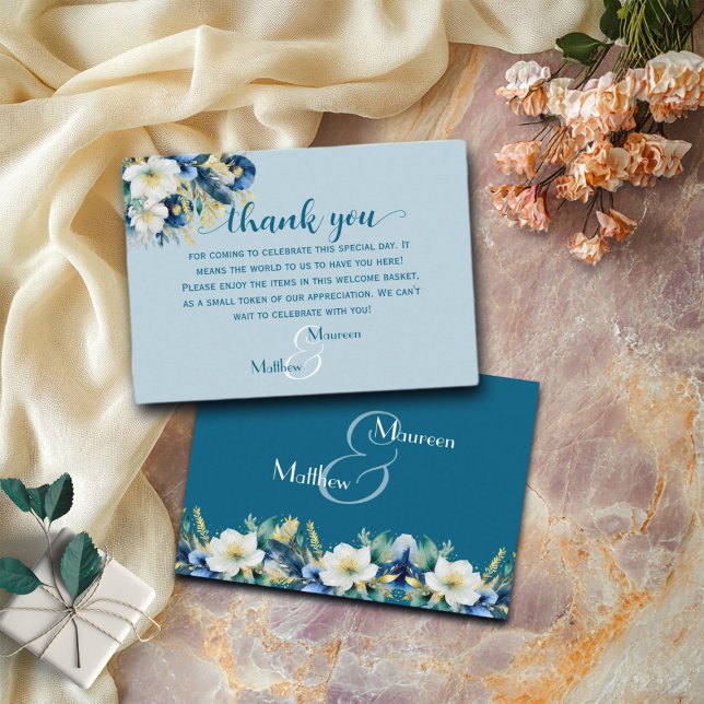 Dusty Blue Welcome Gift Bag & Basket Place Card (Creator Uploaded)