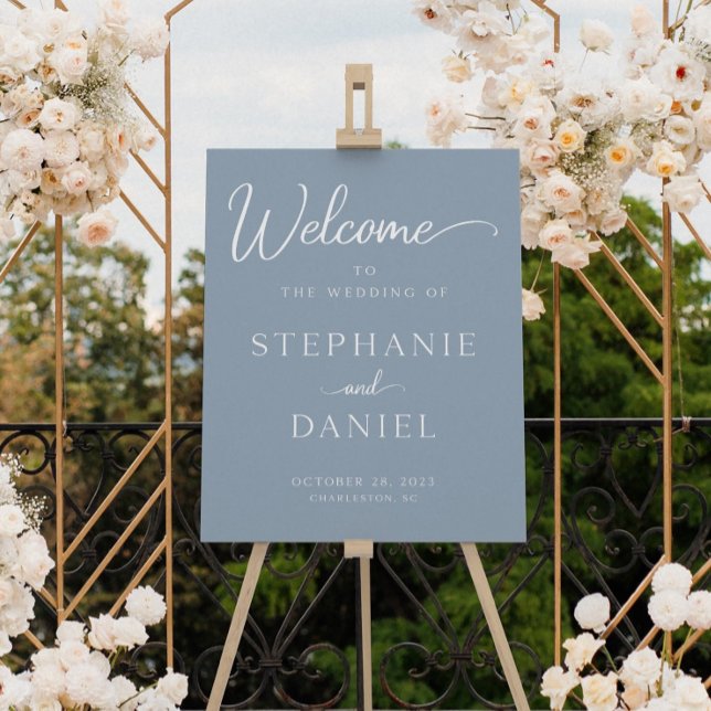 Dusty Blue Welcome Sign, Minimalist Wedding Sign (Creator Uploaded)