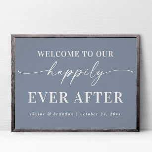 Dusty Blue Welcome To Our Happily Ever After Sign
