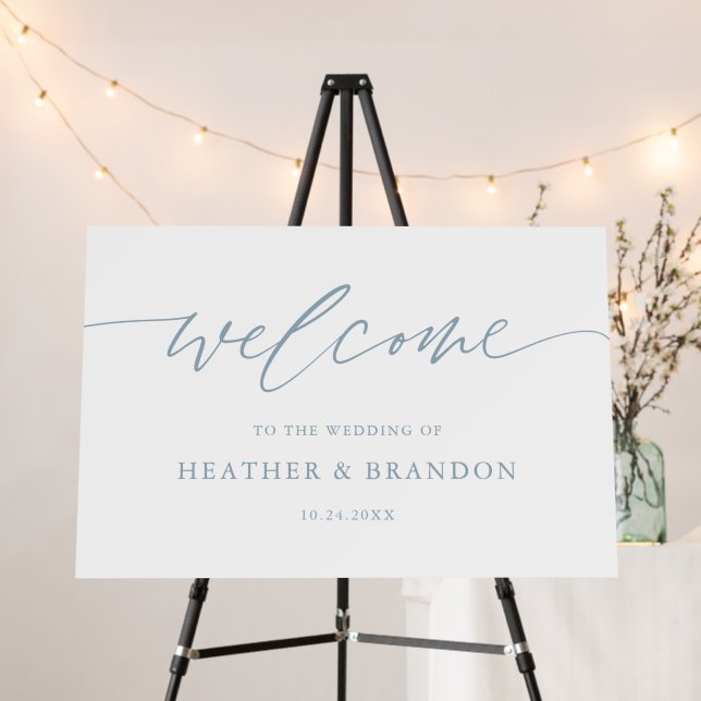 Dusty Blue Welcome To The Wedding Sign Large (In Situ (Stand))