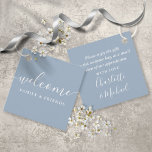 Dusty Blue Welcome Wedding Gift Basket Bag Favor Tags<br><div class="desc">Featuring signature style names,  this elegant dusty blue favor tag can be personalized with your special thank you information in chic lettering. Designed by Thisisnotme©</div>