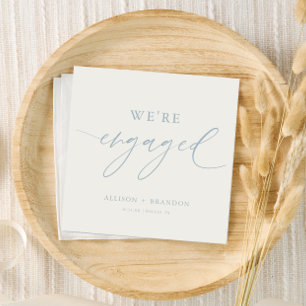 Dusty Blue We're Engaged Engagement Party Napkins