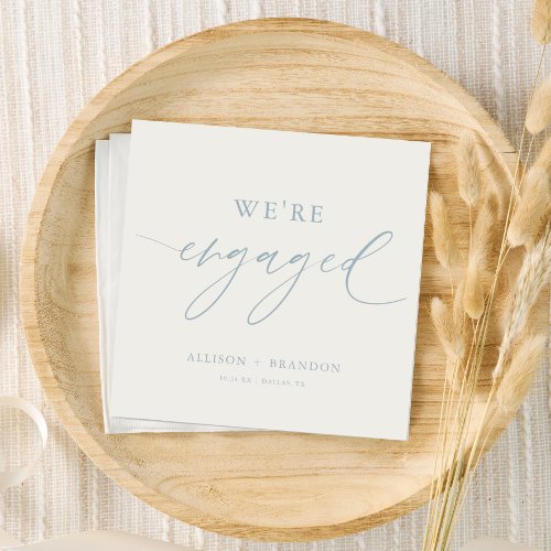 Dusty Blue Were Engaged Engagement Party Napkins