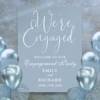 Dusty Blue We're Engaged Engagement Welcome Sign