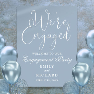 Dusty Blue We're Engaged Engagement Welcome Sign