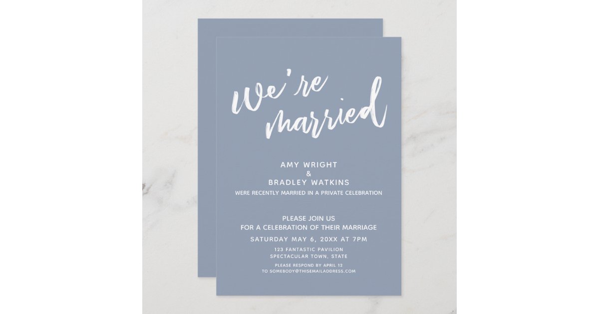 Dusty Blue We're Married Post-Wedding Reception Invitation | Zazzle