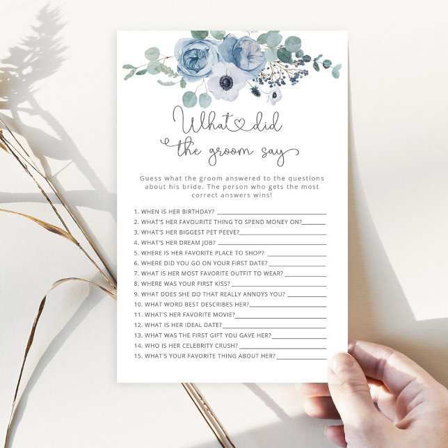 Dusty blue What did the groom say bridal game (Creator Uploaded)