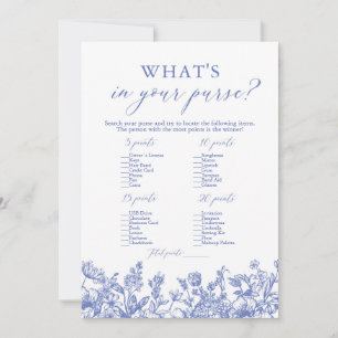 Dusty Blue What's In Your Purse Bridal Shower Game Invitation