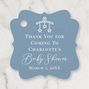 Dusty Blue White Baby Shower Personalized Favor Tags