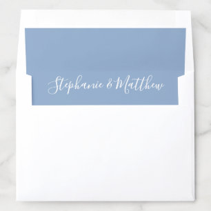 Dusty Blue White Bride Groom Names Wedding Envelope Liner