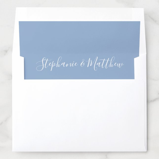 Dusty Blue White Bride Groom Names Wedding Envelope Liner (In Envelope)