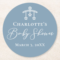 Dusty Blue White Chic Minimalist Baby Shower
