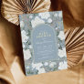 Dusty Blue White Chinoiserie Floral Baby Shower Invitation