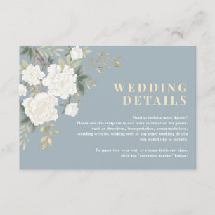 Dusty Blue White Chinoiserie Wedding Details Enclosure Card