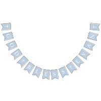 Dusty Blue White Cross Boy Baptism Bunting Flags