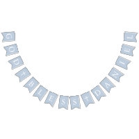 Dusty Blue White Cross Boy Baptism Bunting Flags