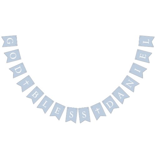 Dusty Blue White Cross Boy Baptism Bunting Flags