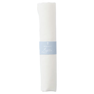 Dusty Blue White Cross Boy Baptism Napkin Band