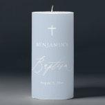 Dusty Blue White Cross Boy Baptism Pillar Candle<br><div class="desc">Dusty Blue White Cross Boy Baptism Pillar Candle</div>