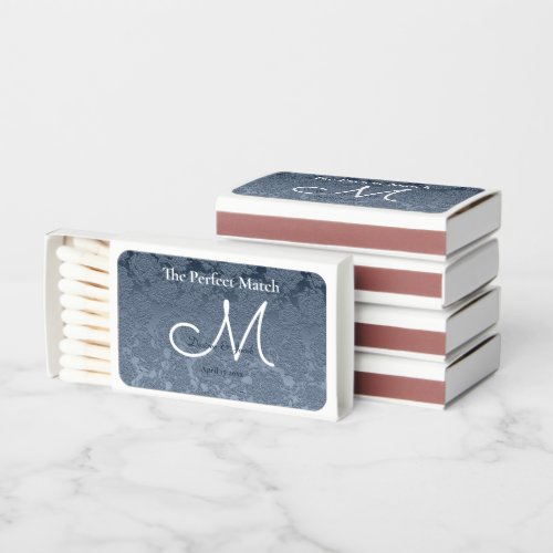 Dusty Blue White Elegant Perfect Match Monogram