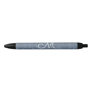 Dusty Blue White Elegant Wedding Monogram Pen