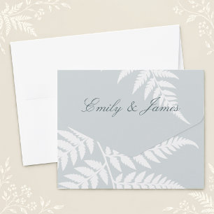 Dusty Blue White Fern Elegant Wedding All In One Invitation