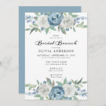 Dusty Blue &amp; White Floral Bridal Brunch Invitation at Zazzle