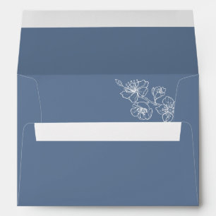 Dusty Blue White Floral Custom Monogram Envelope