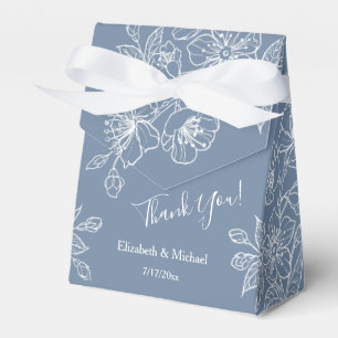 Dusty Blue White Floral Custom Wedding Favor Boxes