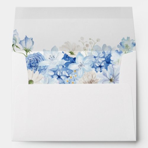 Dusty Blue  White Floral Envelope