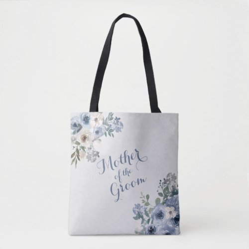 Dusty Blue White Floral Mother of the Groom Tote Bag