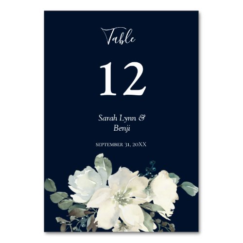 Dusty Blue  White Floral_ Navy V2 Table Number