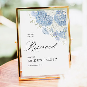 Dusty Blue White Floral Reserved Sign 5x7
