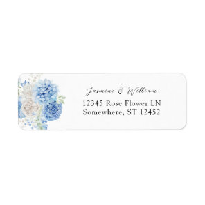 Dusty Blue & White Floral Return Address Label