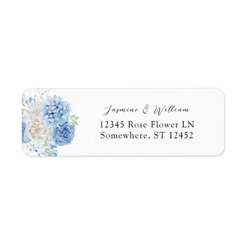 Dusty Blue  White Floral Return Address Label