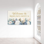Dusty Blue White Floral Sweet 16 Welcome Banner<br><div class="desc">Elegant dusty blue and white watercolor floral and greenery Sweet 16 Welcome banner. Personalized with the name of the guest of honor. Contact me for assistance with your customizations or to request additional matching or coordinating Zazzle products for your event.</div>