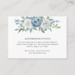 Dusty Blue &amp; White Floral Wedding Accommodations Enclosure Card at Zazzle
