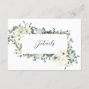 Dusty Blue & White Floral Wedding Directions Enclosure Card