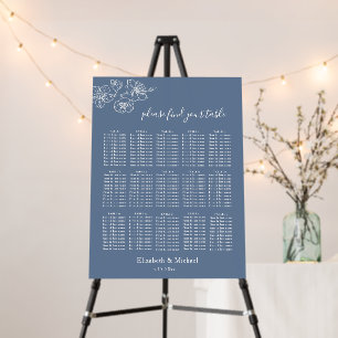 Dusty Blue White Floral Wedding Seating Chart Foam Board
