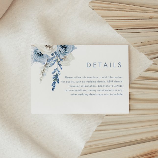 Dusty Blue & White Flowers Wedding Details Enclosure Card (Creator Uploaded)