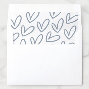 Dusty Blue & White Hearts Minimalist Bridal Shower Envelope Liner