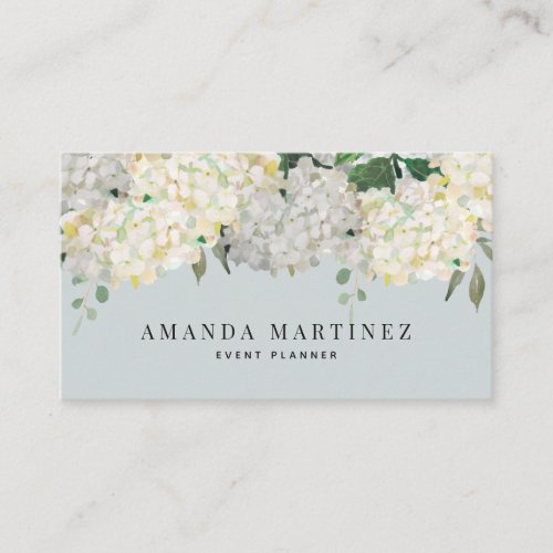 Dusty Blue  White Hydrangea Business Card