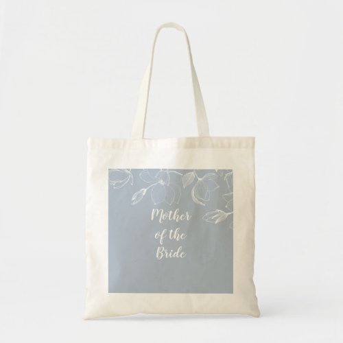 Dusty Blue White Magnolias Wedding Tote Bag