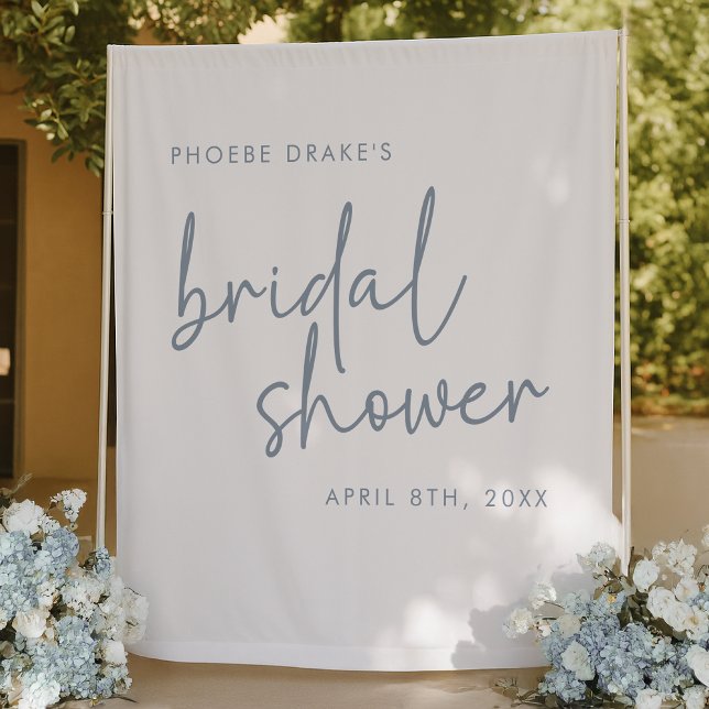 Dusty Blue & White Minimal Bridal Shower Backdrop (Creator Uploaded)