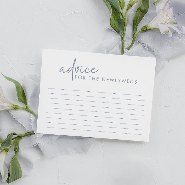 Dusty Blue & White Minimalist Bridal Shower Advice Enclosure Card (Creator Uploaded)