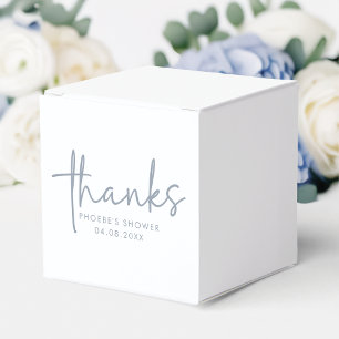 Dusty Blue & White Minimalist Bridal Shower Square Favor Boxes