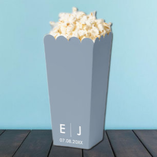 Dusty Blue & White Monogram Wedding Favor Boxes