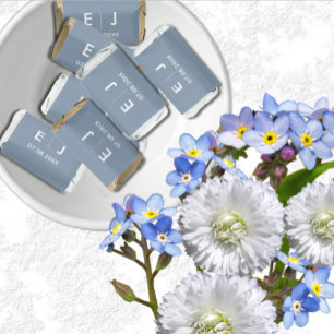 Dusty Blue & White Monogram Wedding Hershey's Miniatures