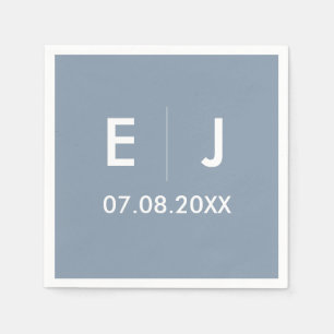 Dusty Blue & White Monogram Wedding Napkins