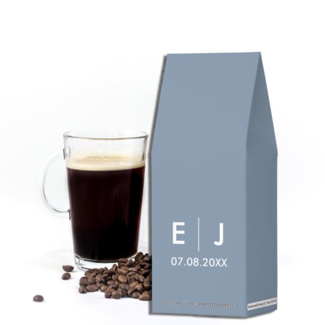 Dusty Blue & White Monogram Wedding Roasted Coffee (Creator Uploaded)
